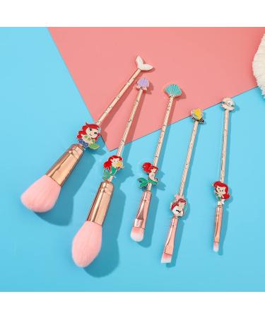 Coshine Mermaid Princess Makeup Brushes - 5pcs Pink Polly Anime Metal Brush Set - Buy Online on GoSupps.com