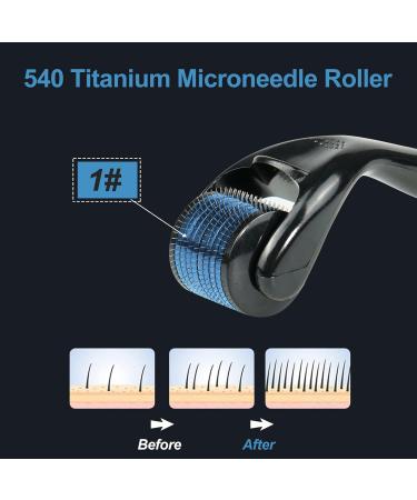 ATIDIE 540 Titanium Microneedle Derma Roller for Face, Body, and Beard with Storage Case - Black | Home Use Beard Care Tool - Buy Online on GoSupps.com
