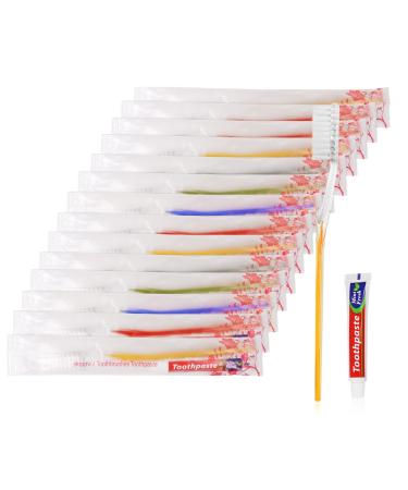 skourvut Disposable Toothbrushes with Toothpaste Individually Wrapped 5 Colors Bulk Toothbrush and Toothpaste 10g for Homeless Shelter Air Bnb/Hotel/Guest Apartment (30) - Buy Online on GoSupps.com