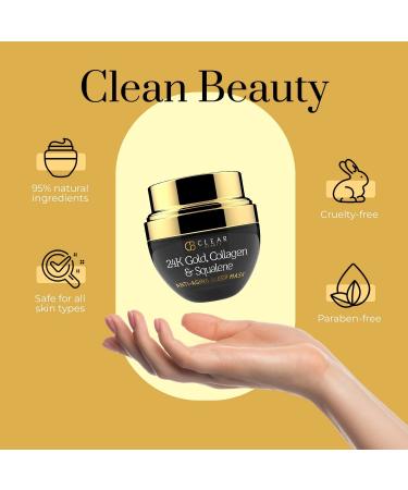 Clear Beauty 24K Gold Collagen & Squalene Daily Face Moisturizer - Hydrating, Firming & Brightening Anti-Aging Cream - Buy Online on GoSupps.com