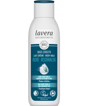 lavera basis sensitive Rich Cream Milk - Natural cosmetics - vegan - Organic Aloe Vera & Organic Shea Butter - 250 ml