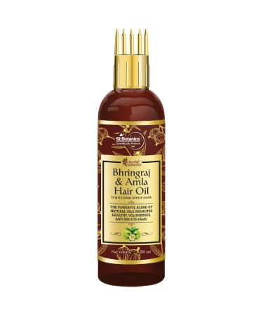 Oriental Botanics Bhringraj & Amla Hair Oil With Comb Applicator - Promotes Healthy Voluminous & Smooth Hair 200 ml