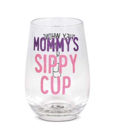 Enesco Our Name is Mud Mommy's Sippy Cup Stemless Wine Glass  16 Ounce  Clear