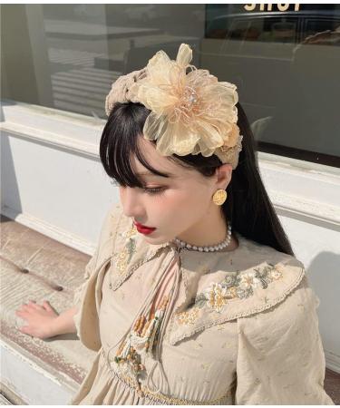 Handmade Flower Patch Yarn Beaded Applique - Ch Champagne C for Wedding Dress Suit Decoration - Buy Online on GoSupps.com