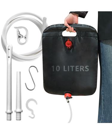 10L Super-large Capacity Enema Bag Coffee Enema Bag Kit with 5.0 ft. Long Silicone Hose 2 Multi-Size Reusable Tips Controlable Water Flow Valve- Coffee Shower Douche & Home Adult Enema Kit(Black)