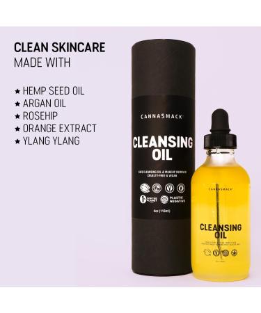CannaSmack Cleansing Oil - Gentle Daily Face Cleanser & Makeup Remover with Hemp Seed Argan & Rosehip - Hydrating Non-Drying Formula for All Skin Types 4 oz - Buy Online on GoSupps.com
