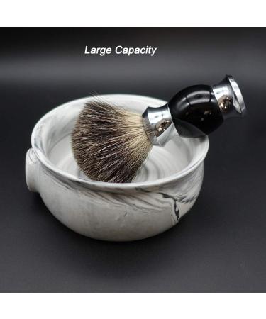Bicrops Ceramic Shaving Soap Bowl for Men - Non-Slip Handle, Wide Mouth, Large Capacity - White & Black - Buy Online on GoSupps.com