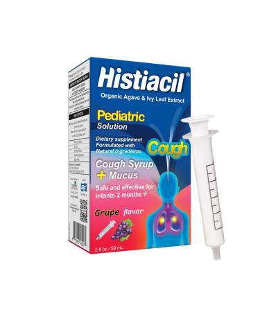 Histiacil Organic Agave & Ivy Leaf Extract Pediatric Solution Children's Daytime Cough Syrup + Mucus Grape Flavor 2 fl oz