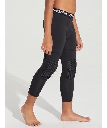 DEVOROPA Youth Boys' Compression Pants with Knee Pads - Black, Large - Buy Online on GoSupps.com