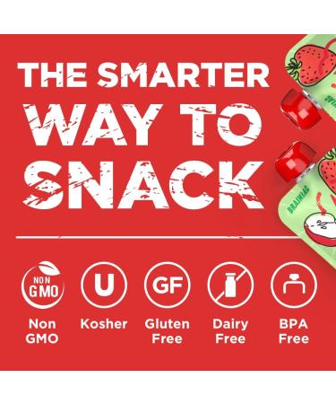 Brainiac Apple Strawberry Applesauce Pouches | 20 Count, 3.2 oz | Omega-3s, Vitamin C & Choline | Unsweetened & Immune Boosting | Healthy Snacks for Kids On-the-Go - Buy Online on GoSupps.com