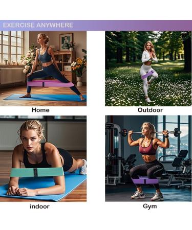 Resistance Bands for Women - Non-Slip Booty & Leg Exercise Bands | 3 Levels for Home & Gym Workout Yoga Pilates - Purple Pink Green - Buy Online on GoSupps.com