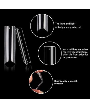 240 Pieces Transparent Nail Tips - Extra Long Half Cover Square Acrylic Tips for DIY Nail Art - 12 Sizes - Perfect for E-commerce International Shipping - Buy Online on GoSupps.com