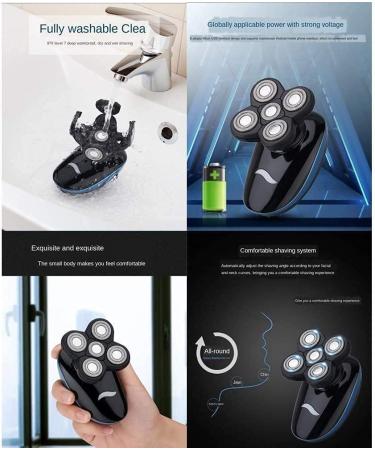 KouRy 5 in 1 Electric Shaver for Men | USB Fast Charging IPX7 Waterproof Rotary Razor & Grooming Set - Hair Clippers Facial Brush Nose Trimmer - Buy Online on GoSupps.com