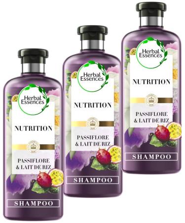 Herbal Essences Pure Passionflower and Rice Milk Nutrition Shampoo, 90% natural ingredients, Paraben-free, Dye-free, Silicone-free, Paraffin-free, 250ml x3 pack