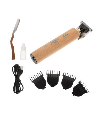 Beatifufu 1 Set T-Type Electric Pusher Electric Barber Scissors for Barber Mens Detail Trimmer Useful Trimmer Barber Clipper Electric Men Wooden