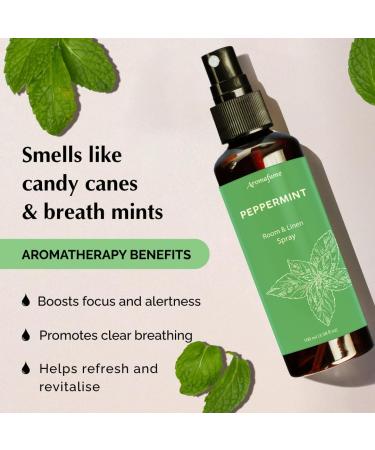 Peppermint Room Linen & Pillow Spray by Aromafume | 100ml/3.38 fl oz | with Pure Peppermint Essential Oil | Aromatherapy Spray for Relaxation Sleep & Stress Relief | Mist for Bedding Fabrics - Buy Online on GoSupps.com