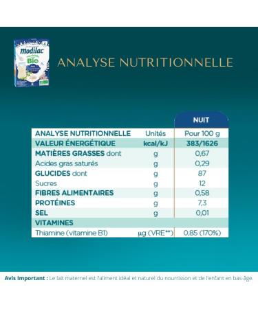 Modilac Laboratory - Organic Calm Night Cereals Without Added Sugar*** - From 4 months - 250g - Pack of 7 - Buy Online on GoSupps.com