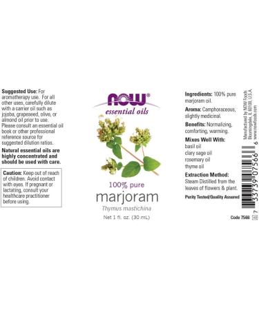 Buy Now Foods Marjoram Essential Oil 1 fl oz - 100% Pure & Natural - Buy Online on GoSupps.com