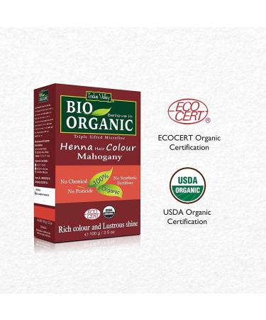Indus Valley Bio Organic 100% Pure Natural Henna Hair Color - Mahogany | International Shipping Available - Buy Online on GoSupps.com