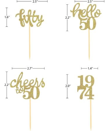 24 Pcs Glitter 50th Birthday Cupcake Toppers for Celebrating Fifty Years Old Birthday Party Decorations (Gold) - Buy Online on GoSupps.com