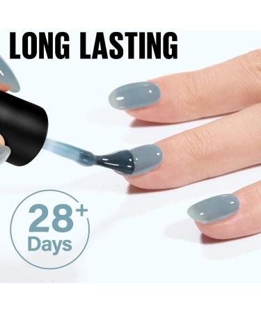 TOMICCA Grey Blue Jelly Gel Nail Polish - Sheer Teal Color, Quick Dry & Soak Off U V Gel Nails for DIY Nail Art - Buy Online on GoSupps.com