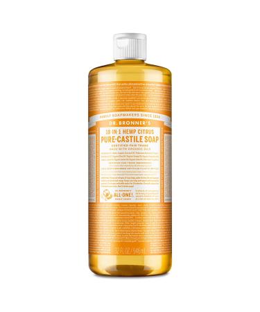 Dr. Bronner s - Pure-Castile Liquid Soap (Citrus  32 ounce) - Made with Organic Oils  18-in-1 Uses: Face  Body  Hair  Laundry  Pets and Dishes  Concentrated  Vegan  Non-GMO - Buy Online on GoSupps.com