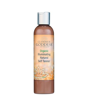 Glimmer Goddess Organic Self Tan Lotion - Unscented (DARK) for Face & Body Vegan Natural Bronzing Streak-Free All Skin Types 8 oz. Organic Ingredients Paraben-Free Cruelty-Free