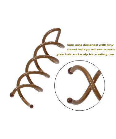 Mini Skater 1.88 Spiral Hair Pin Twist Barrette Spin Pins - Brown Set of 20 - Non-Scratch Round Tips for Women's Bun Hair Style DIY - Buy Online on GoSupps.com