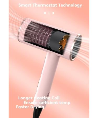 Hair Dryer with Diffusion Brush Comb Accessory 1800W Powerful Output for Women's Thick Hair Pink - Buy Online on GoSupps.com