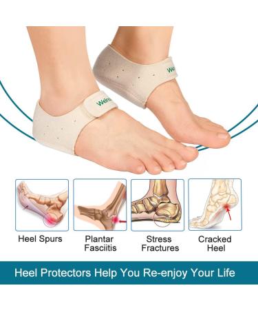 Welnove Heel Protectors - Breathable Heel Cups & Pillows for Pain Relief | Medium Size for Track Plantar Fasciitis & Tendinitis - Ivory (2 Pieces) - Buy Online on GoSupps.com