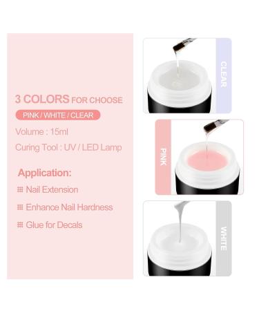 PEACECOLOR 3x15ml UV Gel Set - Pink Clear & White Building Gel | Nail Gel Set for Perfect Manicures | PE1038 - Buy Online on GoSupps.com