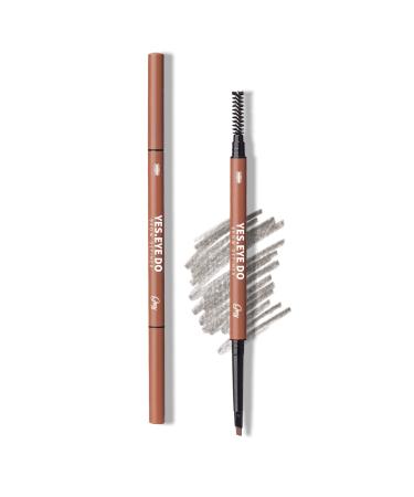 Gray Eyebrow Pencil for Older Women  Dual-ended Eyebrow Pencil Waterproof with Brush Spoolie  Automatic Eye Brow Makeup Pen for Precise Defination  Longlasting and Smudgeproof Grey  YES.EYE DO