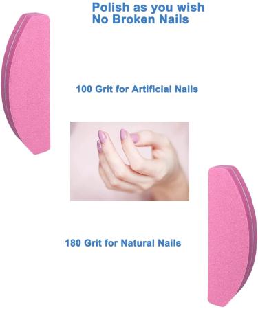 20 PCs Pink Nail Buffers | Double Sided 100/180 Grit Buffer Blocks | Portable Washable Sanding File Arc Shape - Buy Online on GoSupps.com