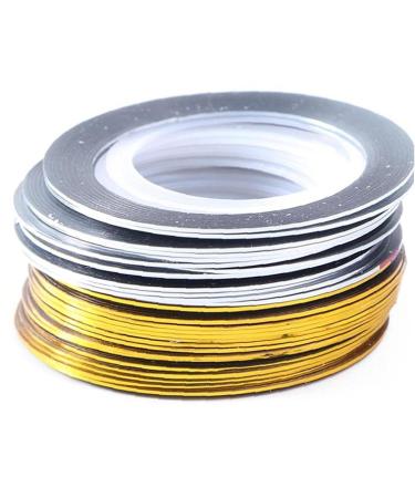20 Rolls Striping Tape Line Nail Art Stickers Gold Silver Nail Wire Foils Adhesive Decal Manicure Decoration