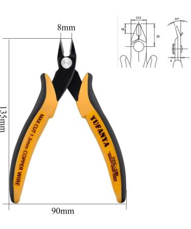 2pcs Micro Flush Cutters Wire Cutters with Soft Grip - Ideal for DIY Craft and Jewelry - Yellow - Buy Online on GoSupps.com