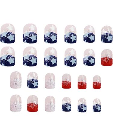 Mxshc Flag Fake Nails | Flag Design Full Patriotic | 4th July Cute Nails Stars And Stripes Designs Short Square False Nails For Wedding Prom Dating - Buy Online on GoSupps.com