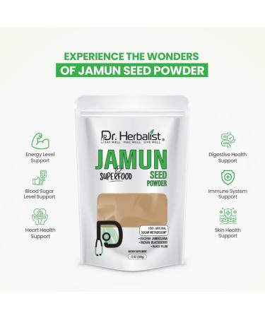 Dr. HERBALIST Jamun Seed Powder 7.05 Oz | Eugenia Jambolana | Black Plum Seed Powder | Organic Jambul Powder for Health Benefits - Buy Online on GoSupps.com