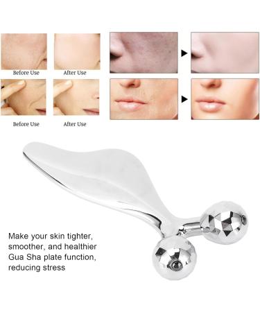 3D Facial Massager Body Slimming Roller Double-Sided Rolling Metal Ball Design Skin Care Massager with Gua Sha Function Ideal for Facial Care and Stress Relief - Buy Online on GoSupps.com