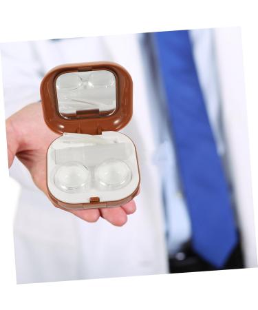 Buy Homsfou 2-in-1 Contact Lens & Makeup Mirror Case - Travel Cosmetic Box - Brown ABS Compact & Stylish - 7.3x7.3x2.6cm - Buy Online on GoSupps.com