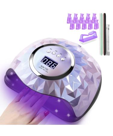 248W UV LED Nail Lamp with 60 Lamp Beads, iBigLy UV Gel Light for Nails Polish Faster Curing Lamp LED Nail Dryer with 4 Timers, Auto Sensor, Home Salon Gel Nail Lamps for Fingernail & Toenail Purple
