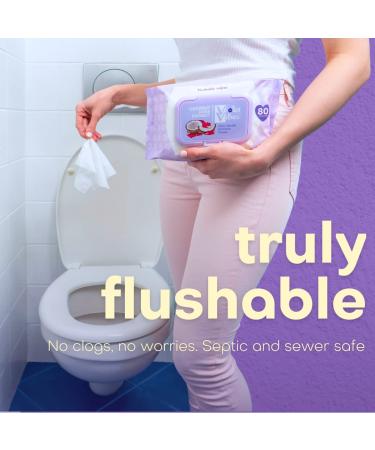 Violet Vibes Moisturizing Flushable Bathroom Wet Wipes for Women - Aloe Coconut Rose - 80 ct Pack - Buy Online on GoSupps.com