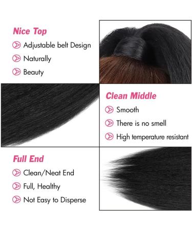Kinky Straight Ponytail Extension with Bangs for Black Women Yaki Straight Wrap Arpund Pony Tail Hair Clip in Ponytail Extension Magic Paste Natural Looking Hair Hairpiece for Daily Party Use (Black) 20 inches Black - Buy Online on GoSupps.com