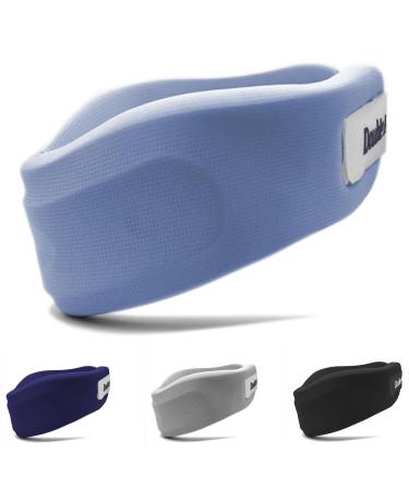 H2SON Neck Brace-Upgraded Portable Ice Silk Fabric Soft Foam Wrapped Adjustable Cervical Pillow for Neck Pain Relief & Prevent and Improve Neck Tilt Cervicorrect Neck Brace at Home or Work (19.3inch)(Sky Blue)