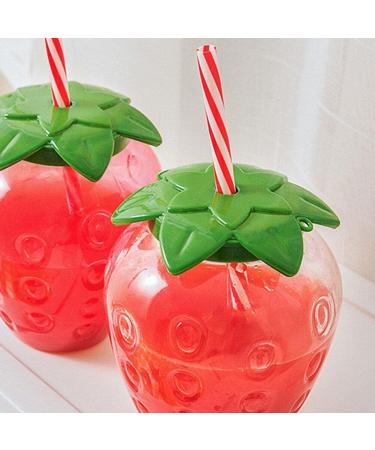 Strawberry Shaped Kawaii Cup with Straw for Boba Tea Pp Cute Cups with Lid and Straw Kawaii Tea Cup Bottle for Women - Buy Online on GoSupps.com