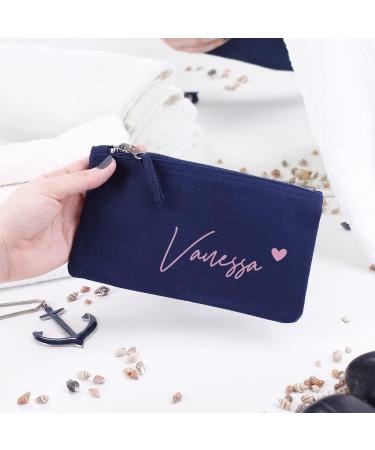 Herz & Heim Customizable Heart Cosmetic Bag - Perfect Gift for Women | Small Blue Cosmetic Case - Buy Online on GoSupps.com