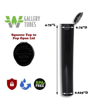 W Gallery 50 Black 116mm Tubes Pop Top Joint is Open Smell-Proof Pre-Roll Blunt J Oil-Cartridge BPA-Free Plastic Container Holder Vial fits RAW Cones 110mm 109mm King Lean 98 Special 120mm - Buy Online on GoSupps.com