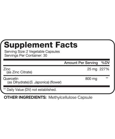 Nutrivein Quercetin 800mg with Zinc - Immune System Booster - 30 Day Supply - Buy Online on GoSupps.com