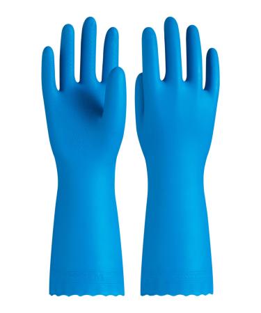 PACIFIC PPE Reusable Dishwashing Cleaning Gloves with Latex Free, Cotton Lining, Kitchen Gloves, Blue, Large Large (1 Pair) Blue