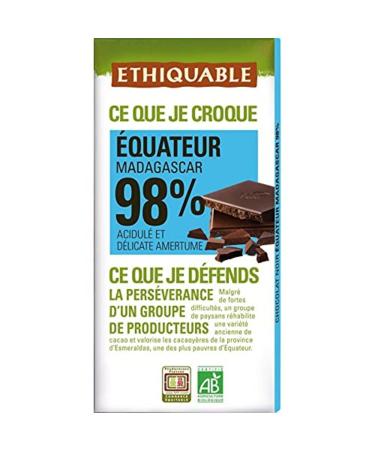 ETHIQUABLE ETHIQUABLE Organic 98% Ecuadorian Chocolate - 100g bar