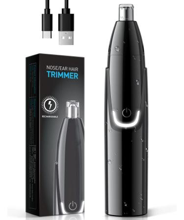 Rechargeable Ear and Nose Hair Trimmer - 2022 Professional Painless Eyebrow & Facial Hair Trimmer for Men Women, Powerful Motor and Dual-Edge Blades for Smoother Cutting, Black
